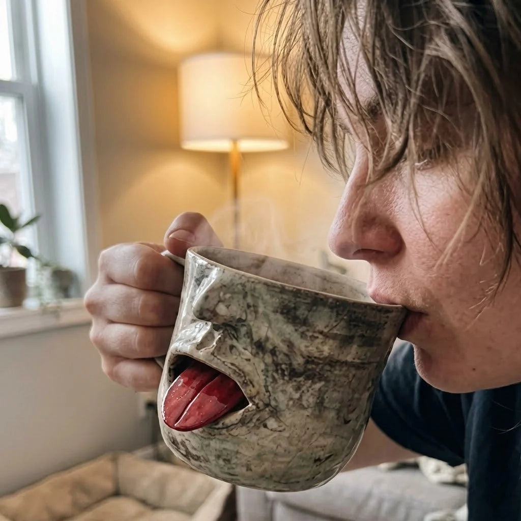 Mug Handmade Ceramic Tongue-Out Face