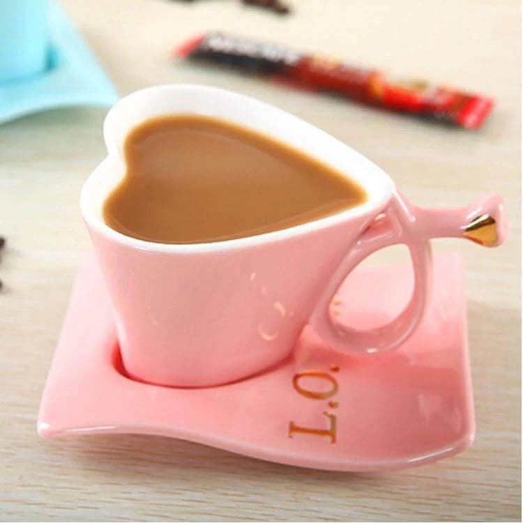 Mug Heart-Shaped Ceramic Porcelain♀♀♀♀♀♀