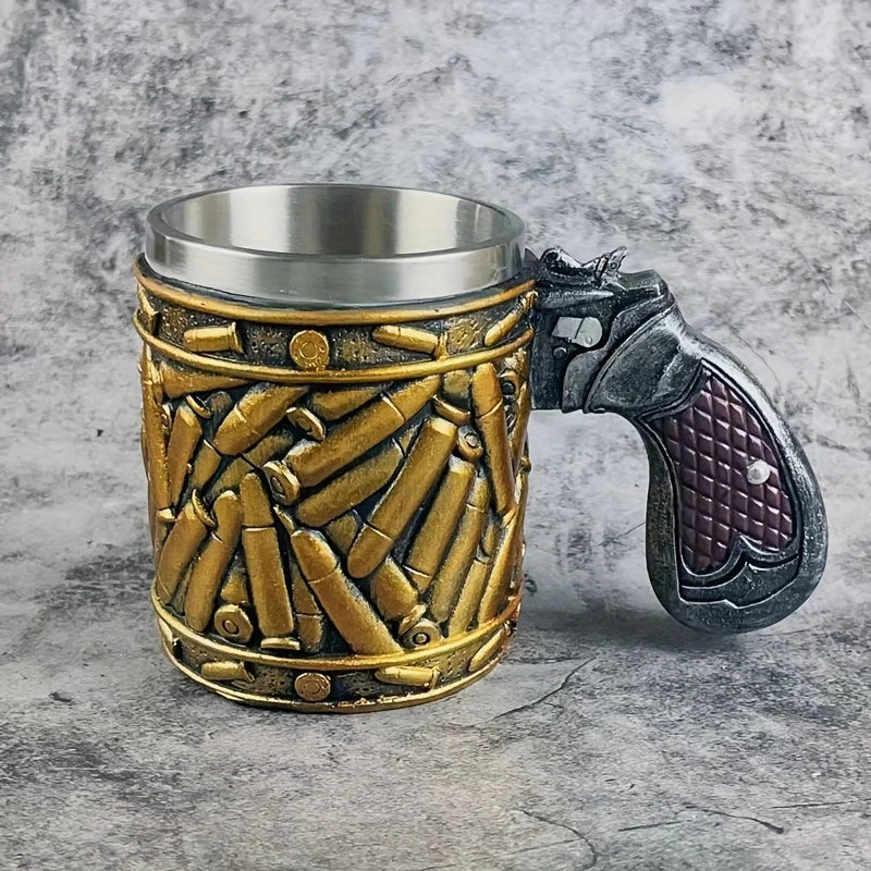 Mug Stainless Steel Insulated Gun-Shaped Handle