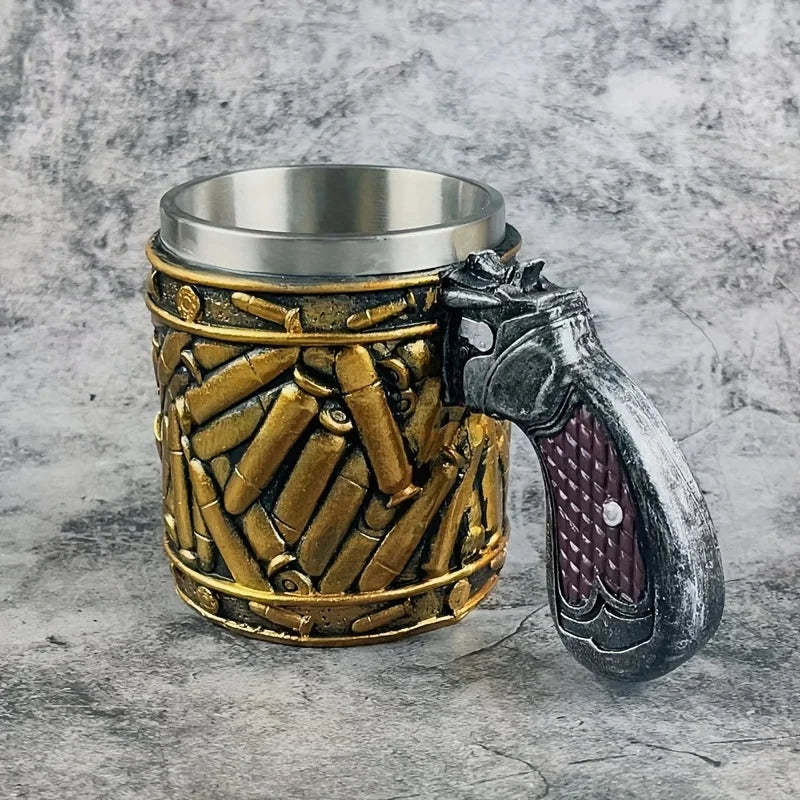Mug Stainless Steel Insulated Gun-Shaped Handle