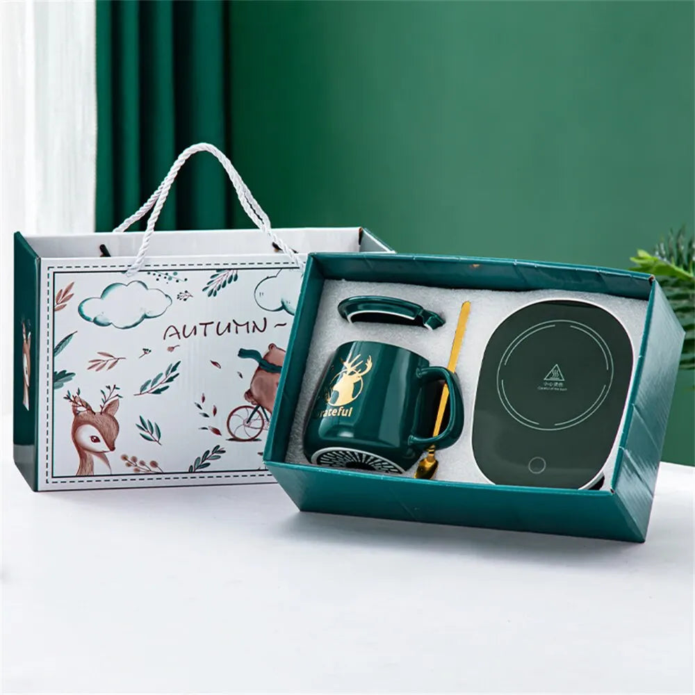 Mug Warmer Set Thermostatic Ceramic Mug & Spoon
