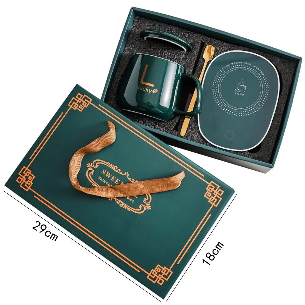Mug Warmer Set Thermostatic Ceramic Mug & Spoon