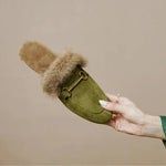 Mule Slippers Suede Fur-Lined Orthopedic Insole