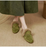 Mule Slippers Suede Fur-Lined Orthopedic Insole