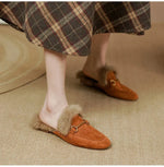 Mule Slippers Suede Fur-Lined Orthopedic Insole