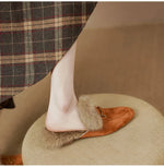Mule Slippers Suede Fur-Lined Orthopedic Insole