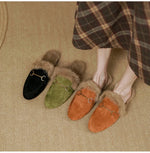 Mule Slippers Suede Fur-Lined Orthopedic Insole