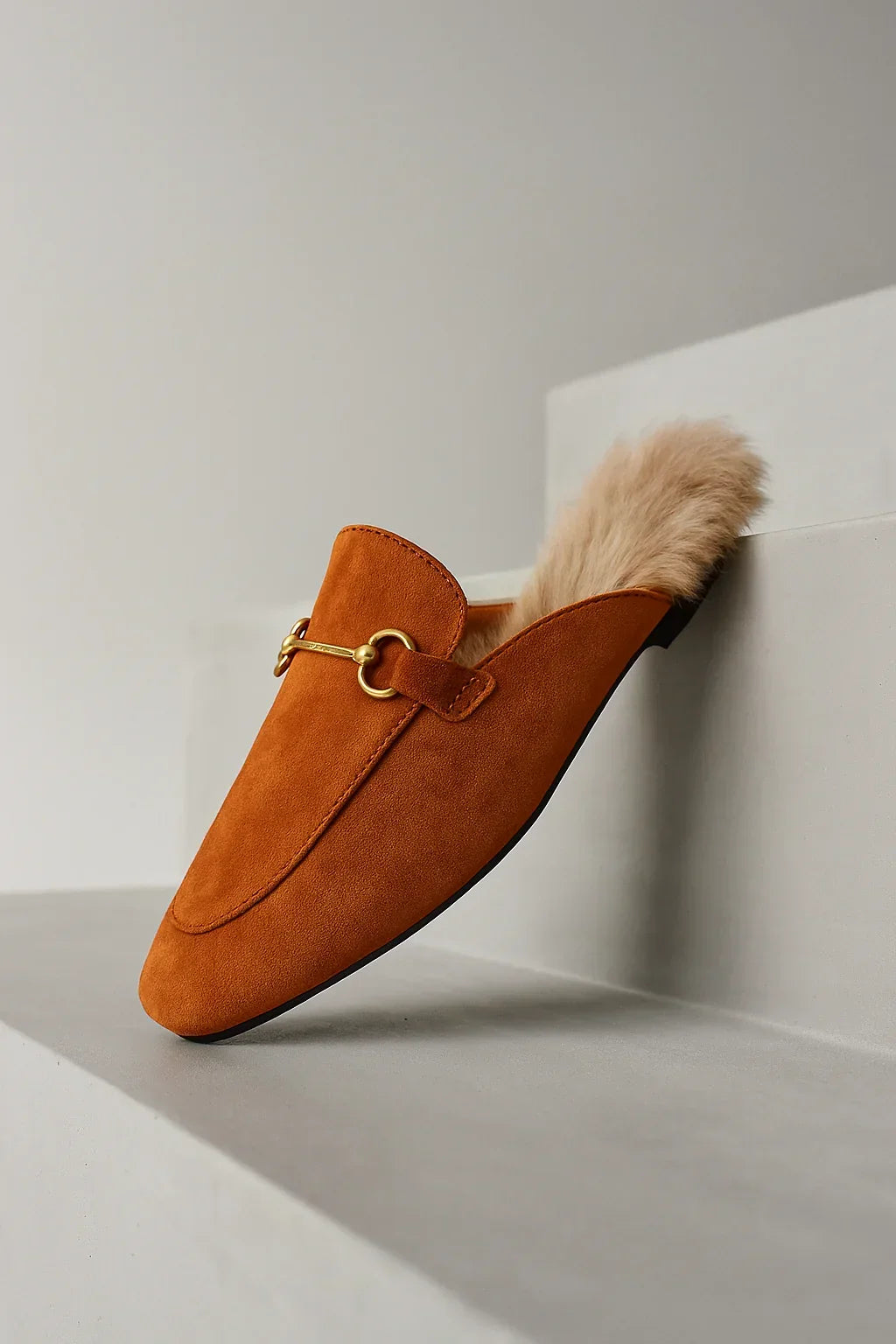 Mule Slippers Suede Fur-Lined Orthopedic Insole