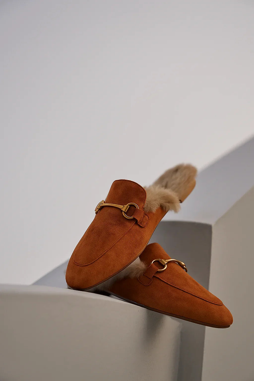 Mule Slippers Suede Fur-Lined Orthopedic Insole