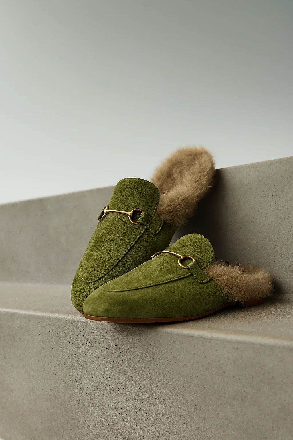 Mule Slippers Suede Fur-Lined Orthopedic Insole