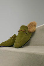 Mule Slippers Suede Fur-Lined Orthopedic Insole
