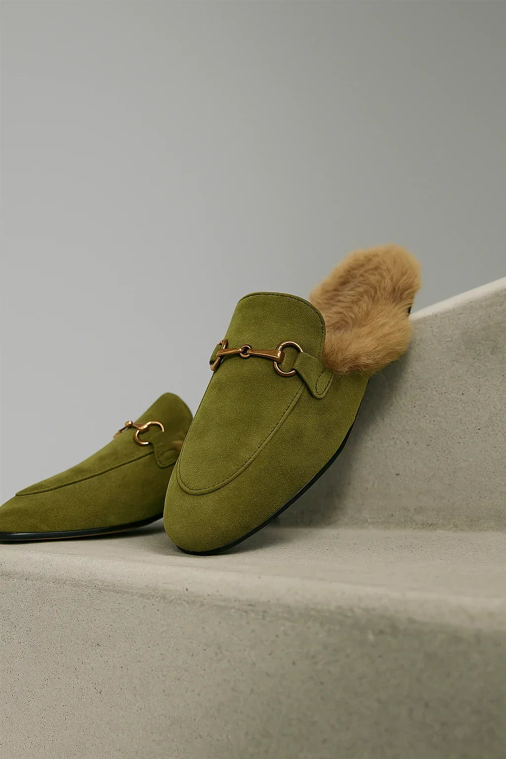Mule Slippers Suede Fur-Lined Orthopedic Insole