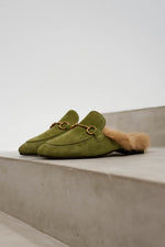 Mule Slippers Suede Fur-Lined Orthopedic Insole