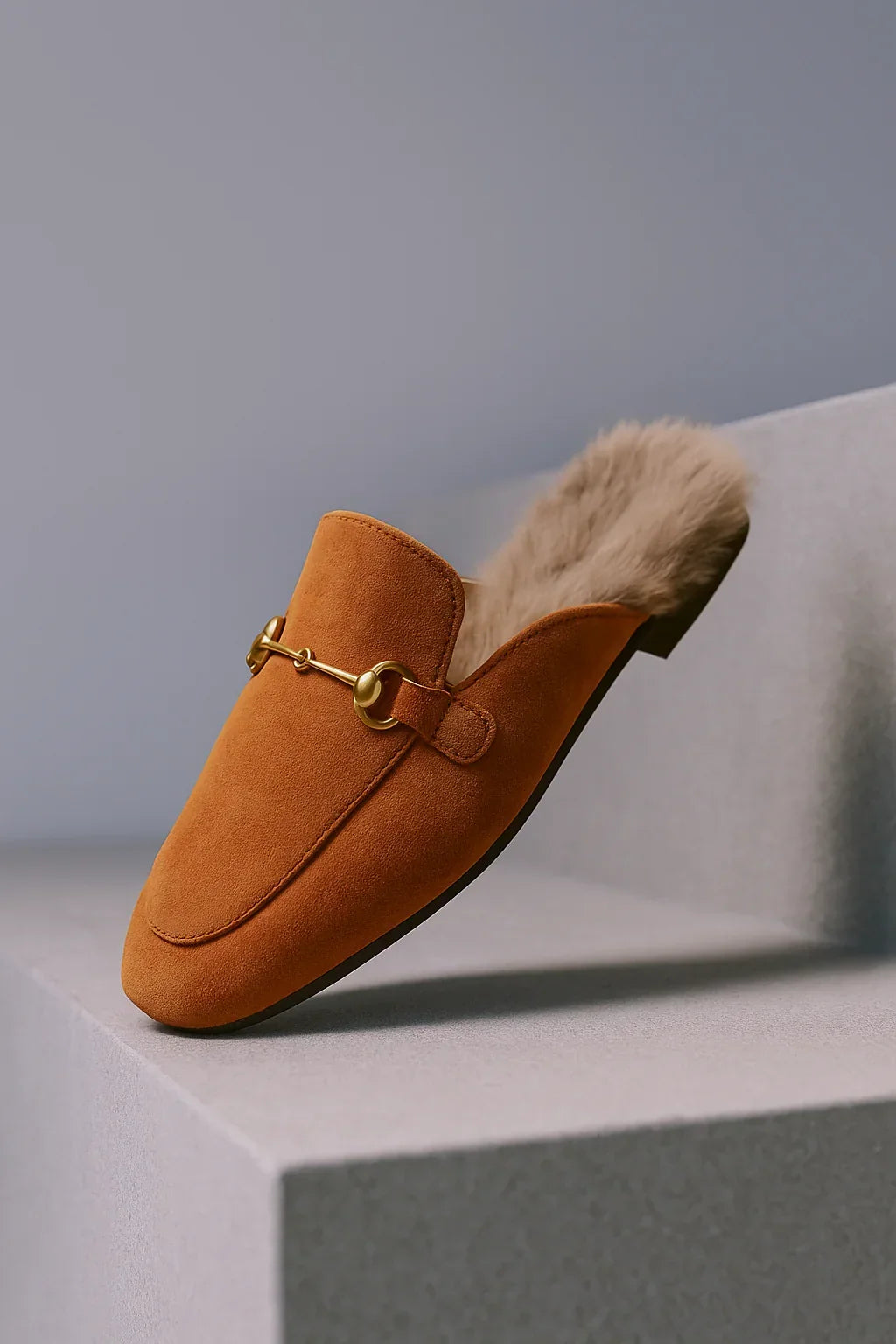 Mule Slippers Suede Fur-Lined Orthopedic Insole