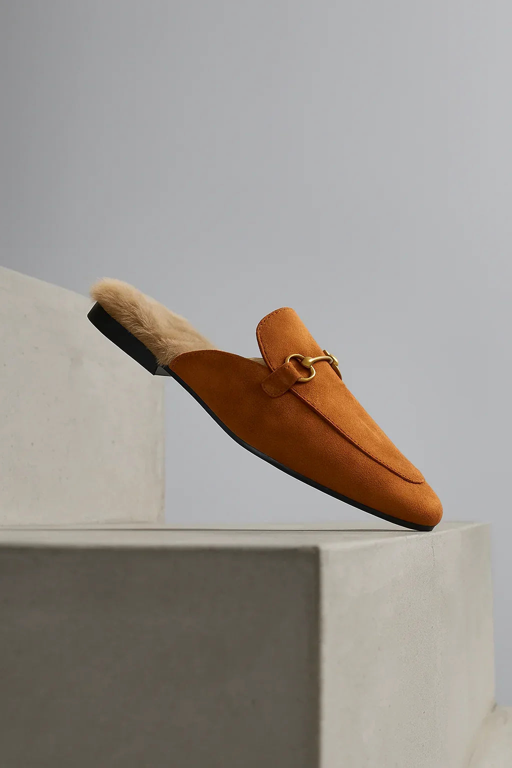 Mule Slippers Suede Fur-Lined Orthopedic Insole