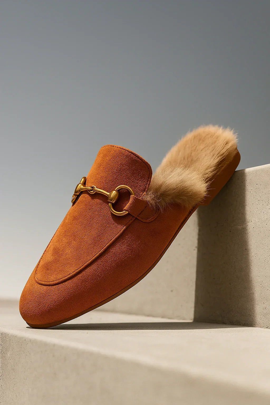 Mule Slippers Suede Fur-Lined Orthopedic Insole