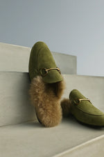 Mule Slippers Suede Fur-Lined Orthopedic Insole