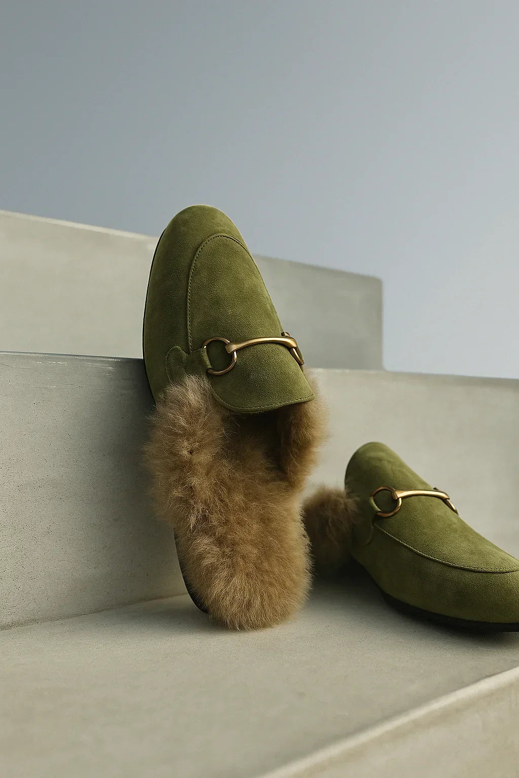 Mule Slippers Suede Fur-Lined Orthopedic Insole