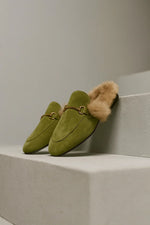 Mule Slippers Suede Fur-Lined Orthopedic Insole