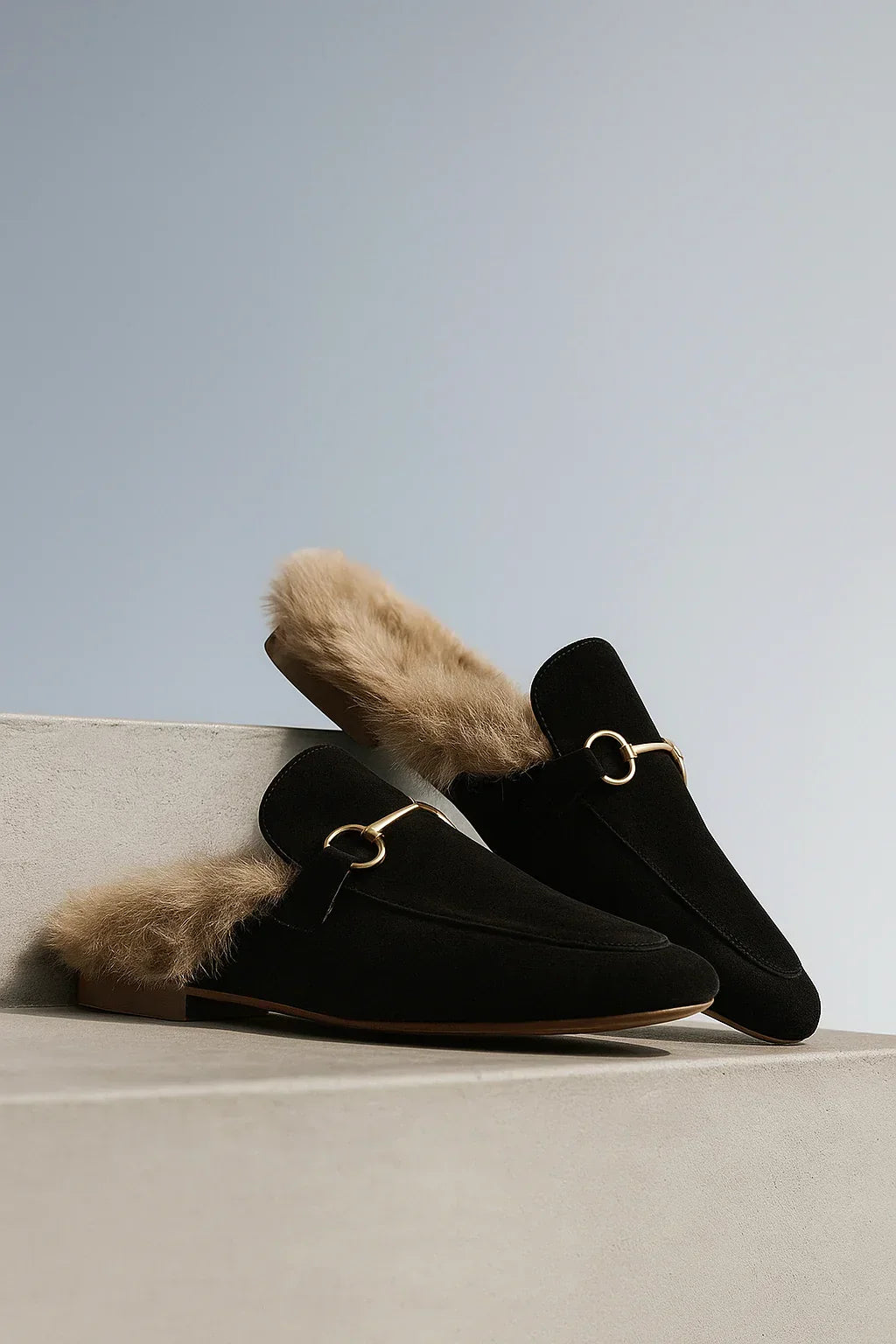 Mule Slippers Suede Fur-Lined Orthopedic Insole