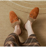 Mule Slippers Suede Fur-Lined Orthopedic Insole