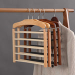 Multi-Tier Wardrobe Hanger Space-Saving Wood & Metal Non-Slip