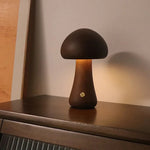 Mushroom Night Light Dimmable Touch Rechargeable Wood Finish