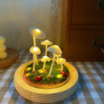 Mushroom Table Lamp Glass Dome Cordless Warm White Light