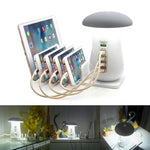 Mushroom Table Lamp LED USB Charging Station 5 Ports