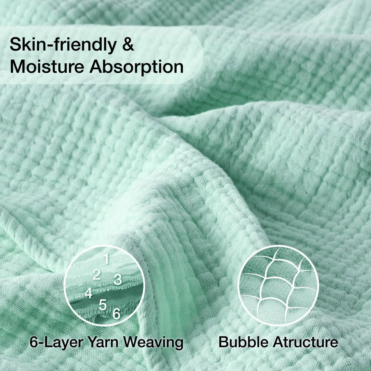 Muslin Blanket Six-Layer Cotton Breathable Machine-Washable