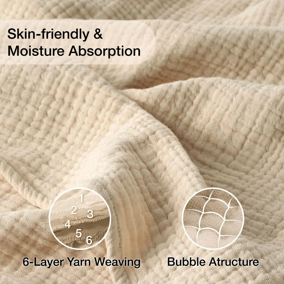 Muslin Blanket Six-Layer Cotton Breathable Machine-Washable