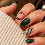 Nail Art Kit Green Glitter & Holly Motifs Chip-Resistant