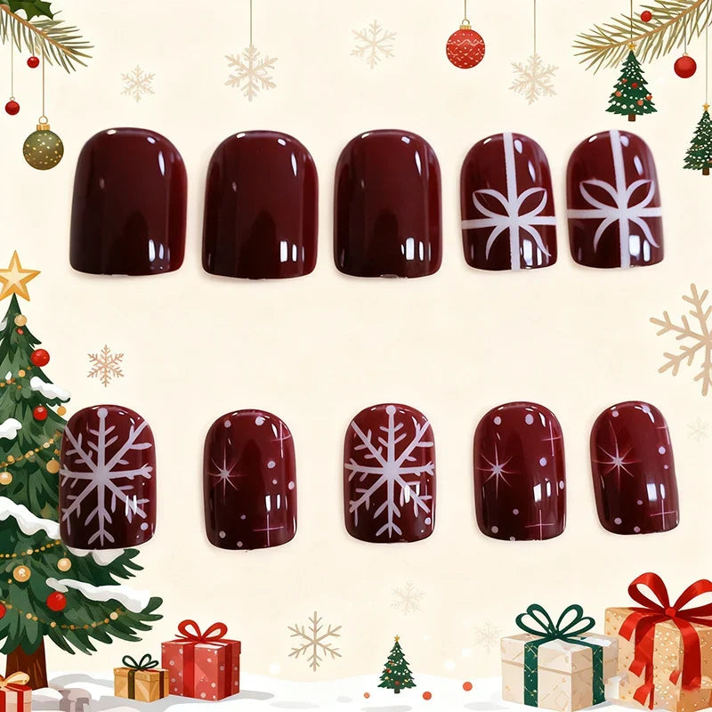 Nail Art Kit Snowflake & Bow Designs Glossy Non-Toxic