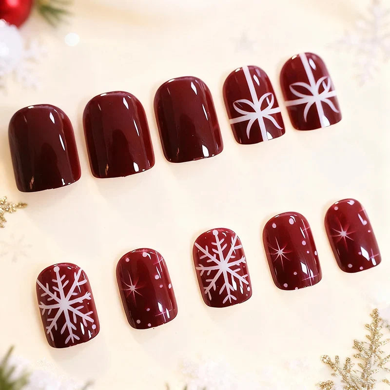 Nail Art Kit Snowflake & Bow Designs Glossy Non-Toxic