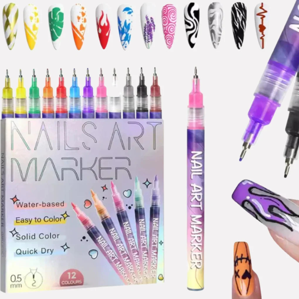 Nail Art Pen Set Vibrant Colors Easy-Control Application