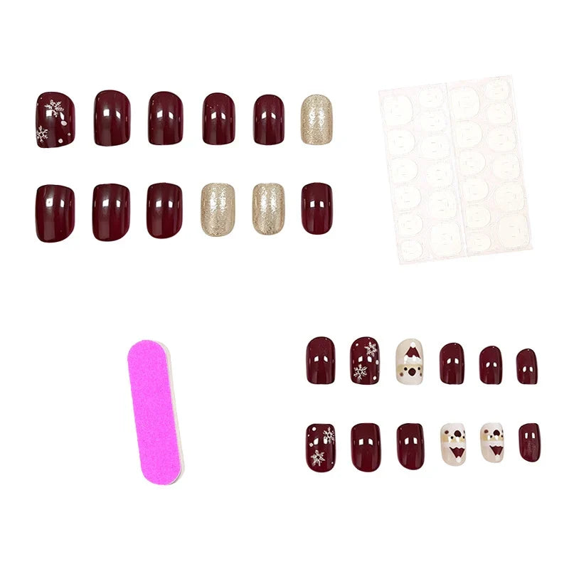 Nail Art Set 24-Color Festive Motifs & Glitter Accents