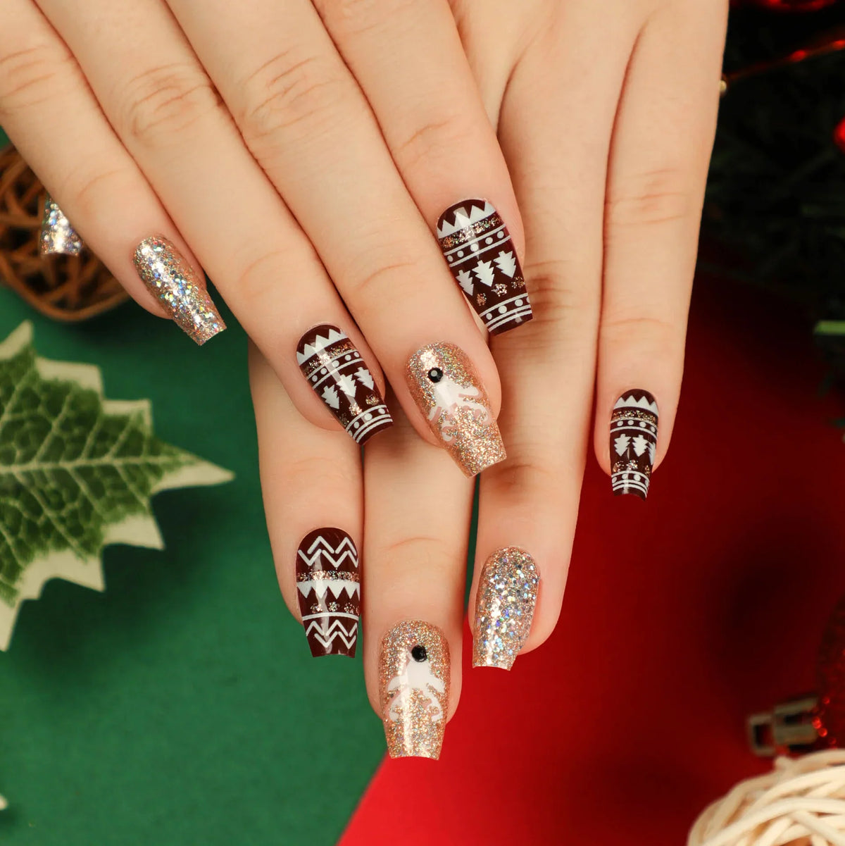 Nail Art Set Blue Rhinestones & Glitter Skin-Friendly