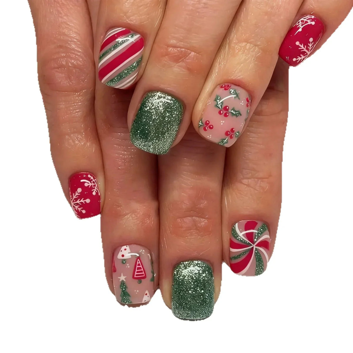 Nail Art Set Festive Holiday Designs Long-Lasting Finish