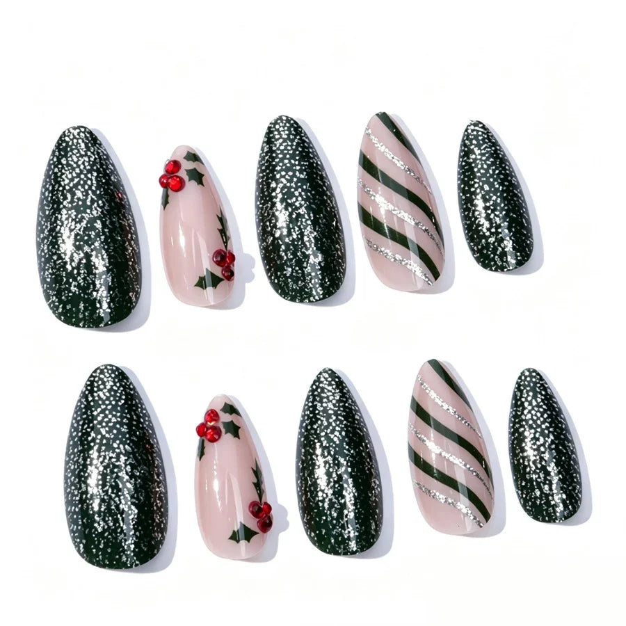 Nail Art Set Green Glitter Chip-Resistant Tools