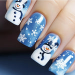 Nail Art Set Hand-Painted Snowman & Snowflake Gel Finish