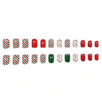 Nail Art Set Holiday Candy Cane Designs Chip-Resistant 24-Piece