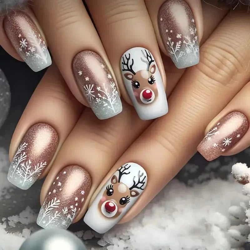 Nail Art Strips Holiday Snowflake & Ornament Easy-Apply Long-Lasting