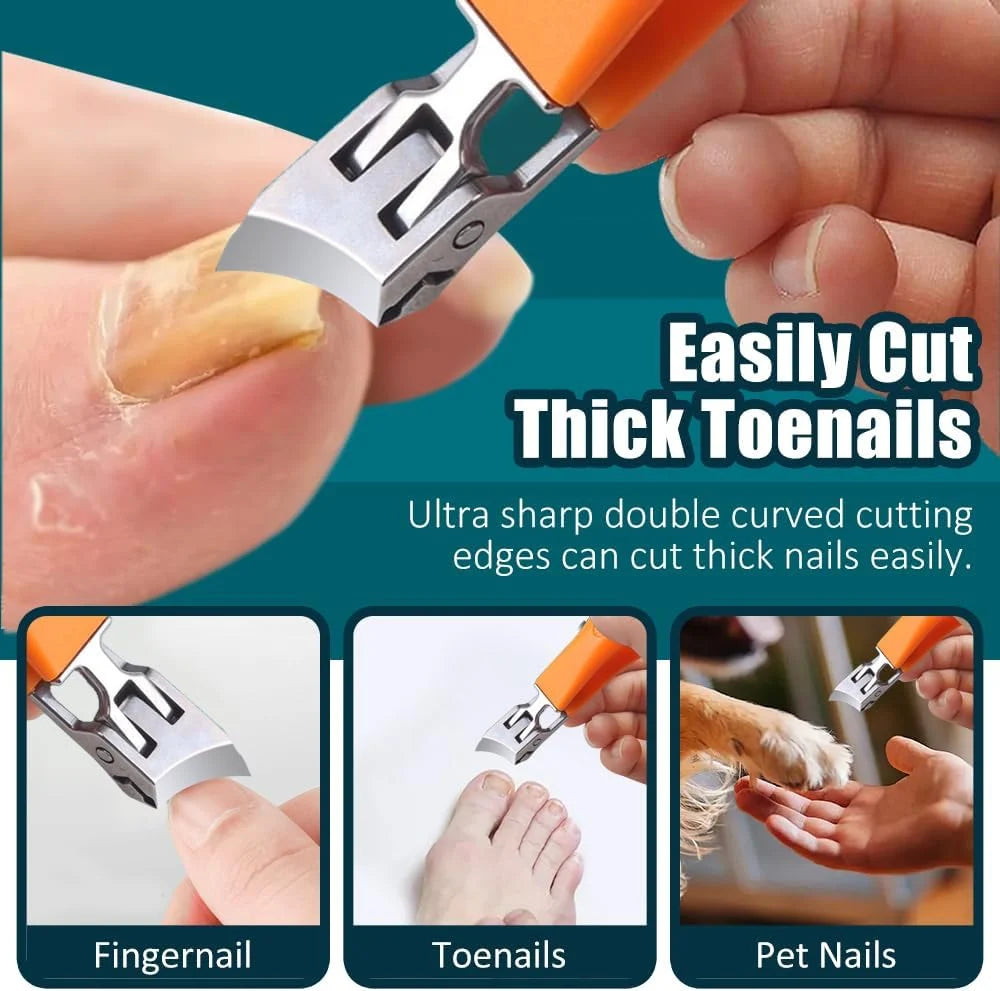 Nail Clippers Stainless Steel Wide Jaw Non-Slip Grip