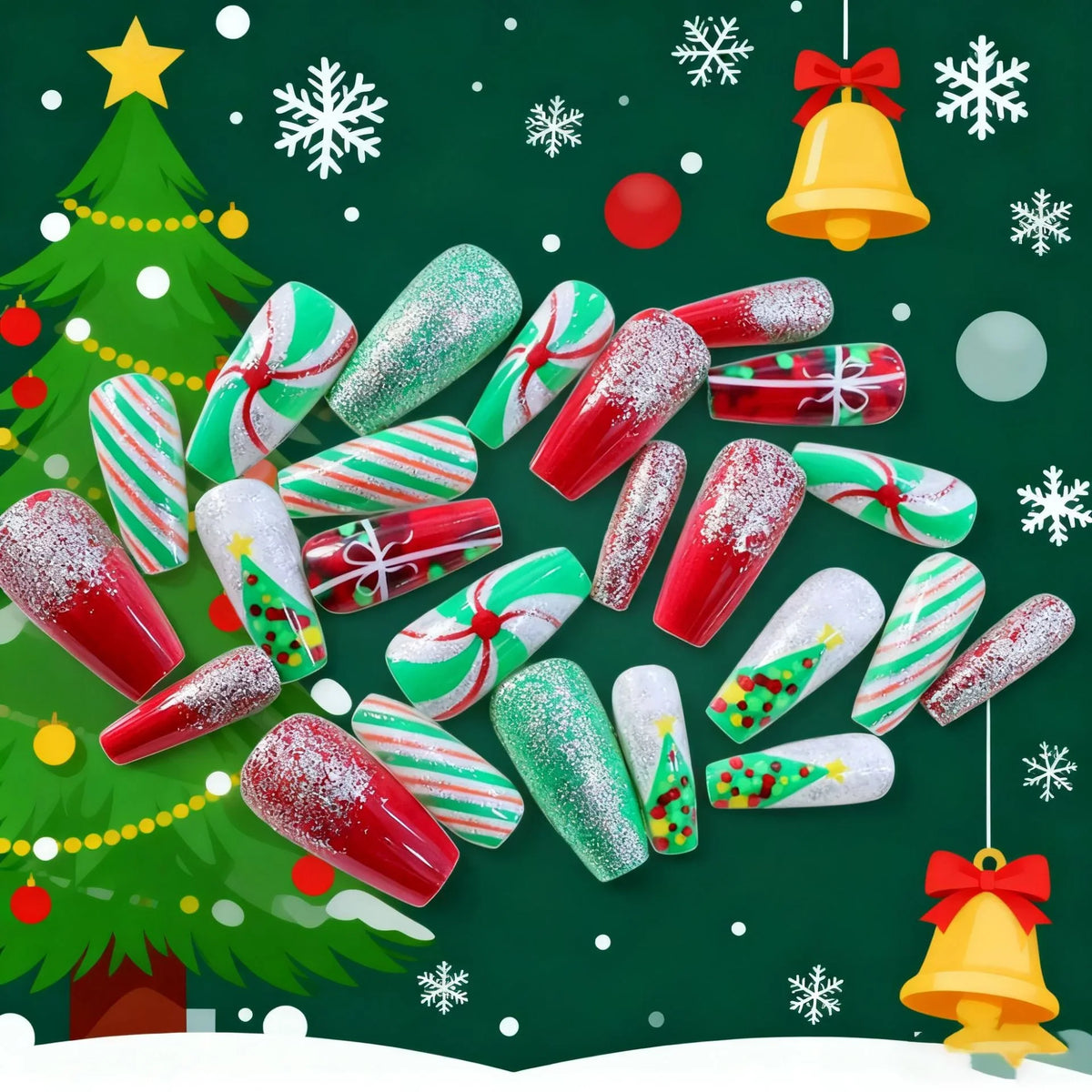Nail Stickers Holiday Glitter Glossy Long Lasting
