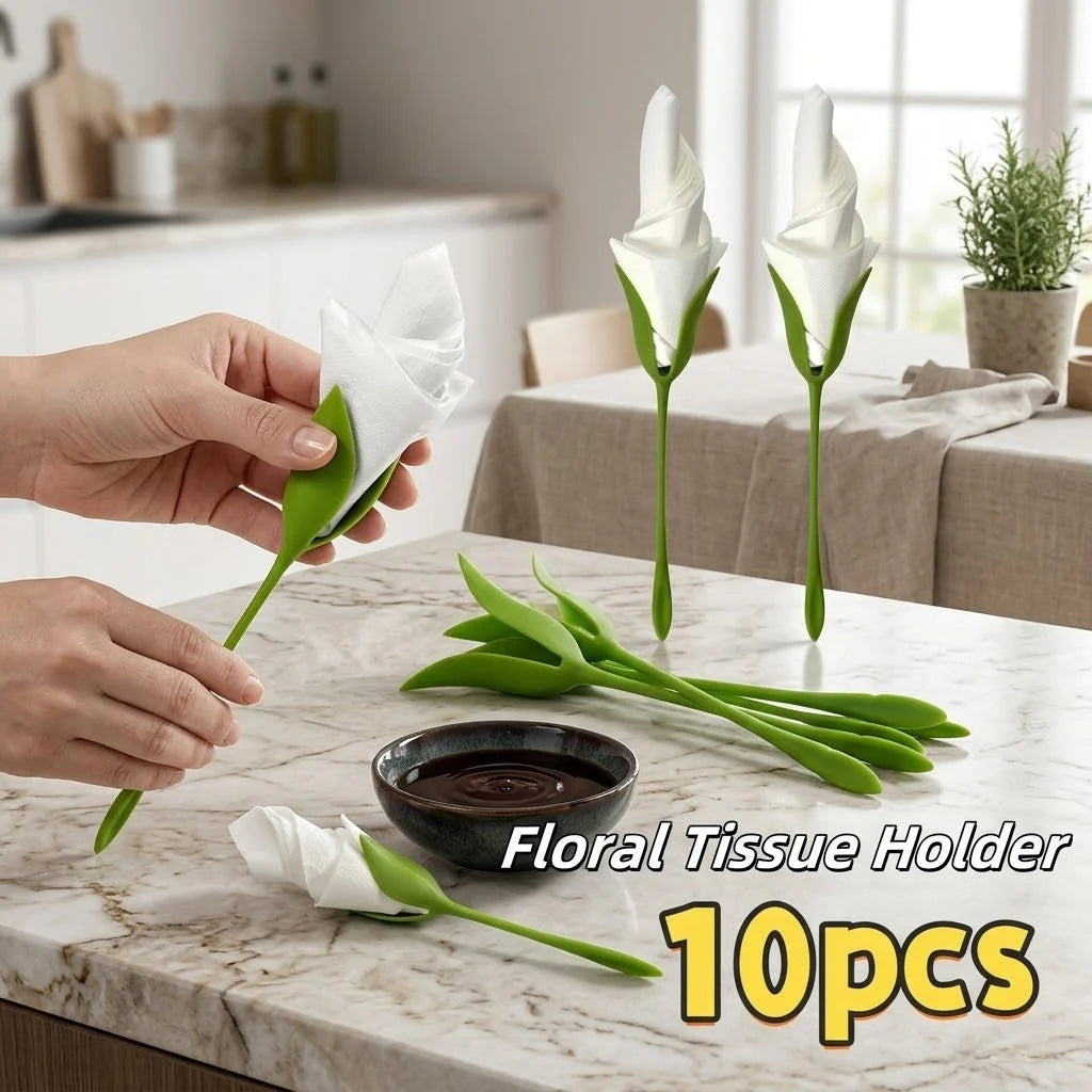 Napkin Holder Set Lily Flower Design Reusable Set of 10