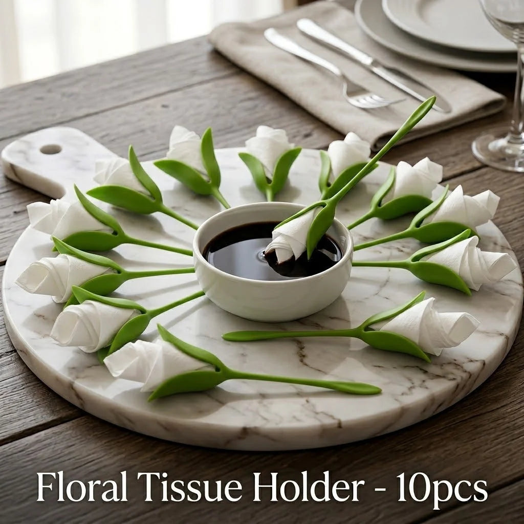 Napkin Holder Set Lily Flower Design Reusable Set of 10