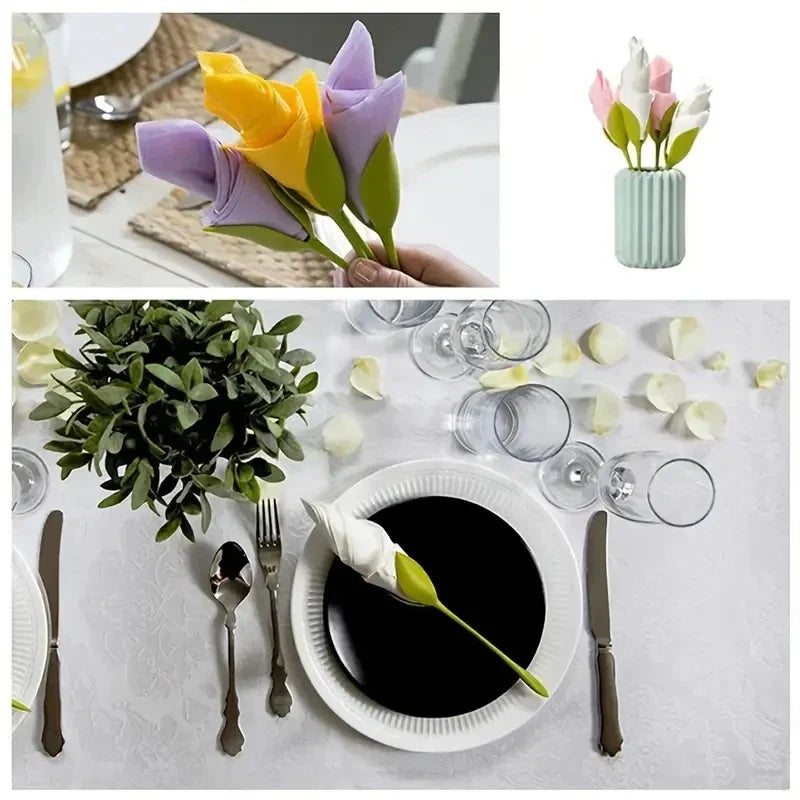 Napkin Holder Set Lily Flower Design Reusable Set of 10