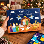 Nativity Advent Calendar 24-Day Christmas Countdown Colorful Scene