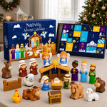 Nativity Advent Calendar 24-Day Christmas Countdown Colorful Scene