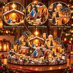 Nativity Scene Lighted Christmas Village with Bethlehem Star